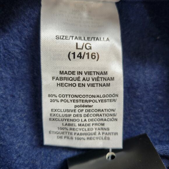 Adidas Youth Hoodie Size L 14/16 Navy Grey‎ Spell Out Logo Fleece Pullover NEW - Picture 7 of 14